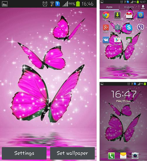 Дополнительно к живым обоям на Андроид телефоны и планшеты Nexus. Треугольники, вы можете также бесплатно скачать заставку Pink butterfly.