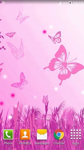 Capturas de pantalla de Pink butterfly by Dream World HD Live Wallpapers para tabletas y teléfonos Android.
