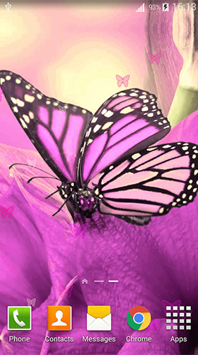 Capturas de pantalla de Pink butterfly by Dream World HD Live Wallpapers para tabletas y teléfonos Android.