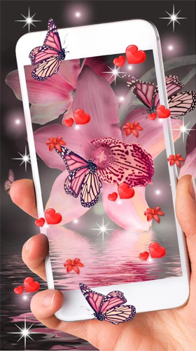 Fondos de pantalla animados a Pink butterfly by Live Wallpaper Workshop para Android. Descarga gratuita fondos de pantalla animados Mariposa rosa .