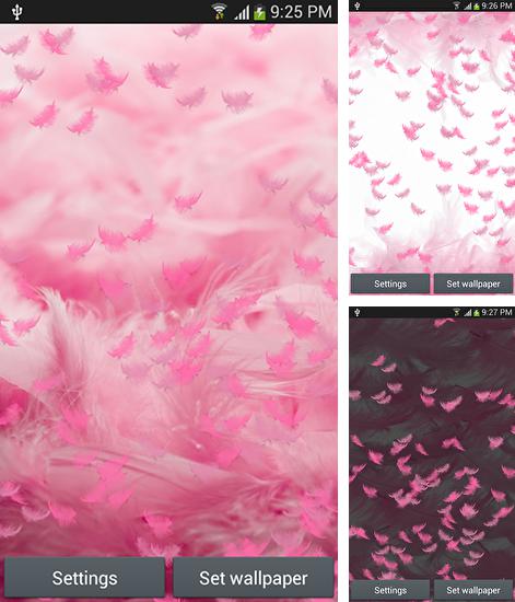 Además de fondo de pantalla animados Rosas del arco iris para teléfonos y tabletas Android, también puedes descargarte gratis Pink feather.