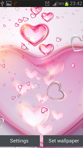 Écrans de Pink hearts pour tablette et téléphone Android.