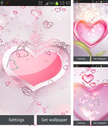 Kostenloses Android-Live Wallpaper Pinke Herzen. Vollversion der Android-apk-App Pink hearts für Tablets und Telefone.