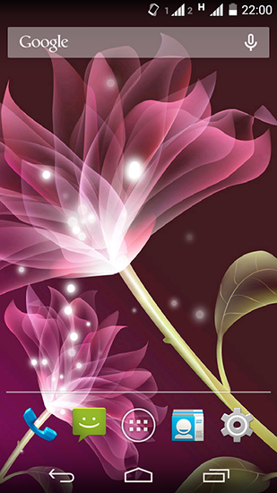 Screenshots do Lótus cor de rosa para tablet e celular Android.