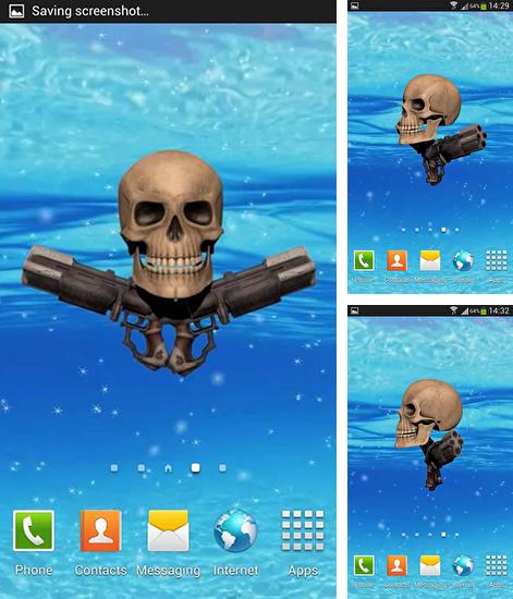 Zusätzlich zum Live Wallpaper Sai Baba 3D für Android Mobiltelefone und Tablets, können Sie auch Pirate skull, Piratenschädel kostenlos herunterladen.