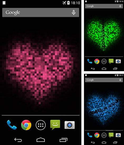 Kostenloses Android-Live Wallpaper Pixelherzen. Vollversion der Android-apk-App Pixel heart für Tablets und Telefone.