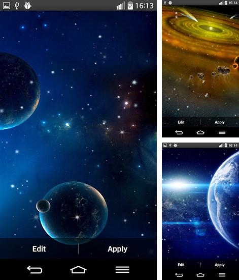 Дополнительно к живым обоям на Андроид телефоны и планшеты Часы с солнечной погодой, вы можете также бесплатно скачать заставку Planets.