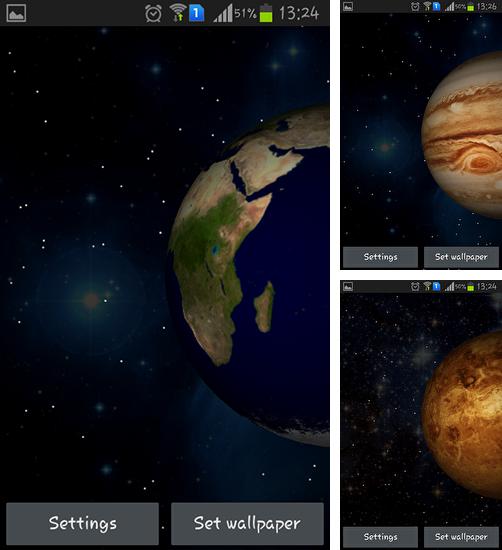 Kostenloses Android-Live Wallpaper Planeten 3D. Vollversion der Android-apk-App Planets 3D für Tablets und Telefone.