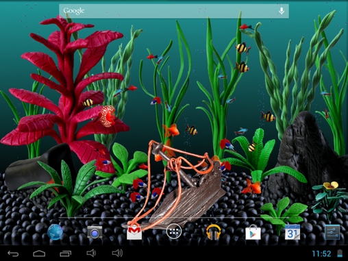 Screenshots of the Plasticine aquarium for Android tablet, phone.