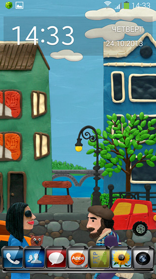 Papeis de parede animados Cidade de plasticina para Android. Papeis de parede animados Plasticine town para download gratuito.
