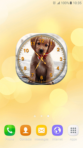 Kostenloses Android-Live Wallpaper Welpen: Analoguhr. Vollversion der Android-apk-App Puppies: Analog clock für Tablets und Telefone.