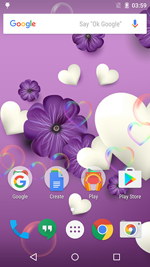 Papeis de parede animados Amor roxo e rosa para Android. Papeis de parede animados Purple and pink love para download gratuito.