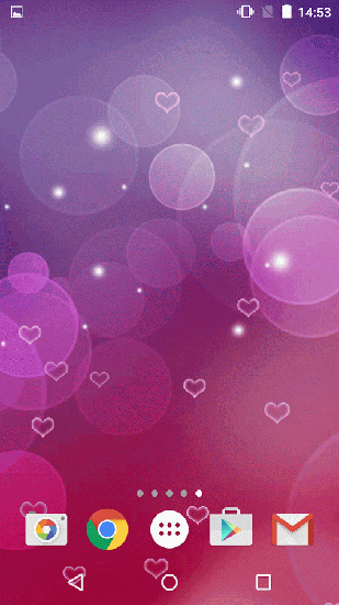 Screenshots do Corações roxos para tablet e celular Android.