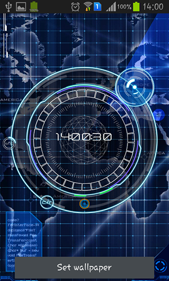 Radar: Digital clock live wallpaper for Android. Radar: Digital clock free  download for tablet and phone.