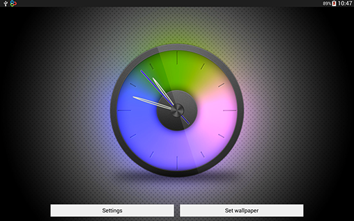 Screenshots of the Rainbow clock for Android tablet, phone.