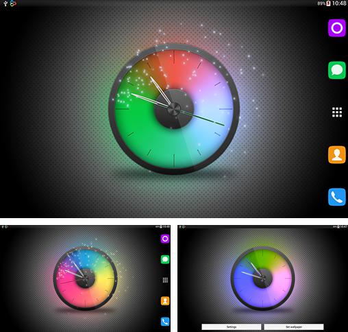 Kostenloses Android-Live Wallpaper Regenbogenuhr. Vollversion der Android-apk-App Rainbow clock für Tablets und Telefone.
