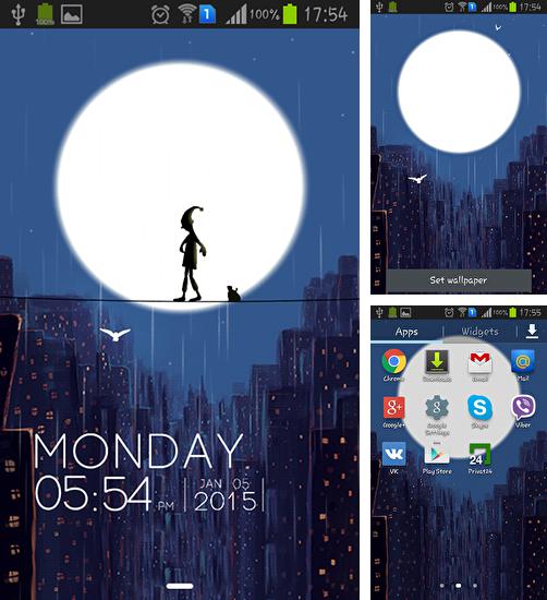Kostenloses Android-Live Wallpaper Regnerische Nacht. Vollversion der Android-apk-App Rainy night für Tablets und Telefone.
