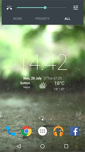 Écrans de Real rain pour tablette et téléphone Android.