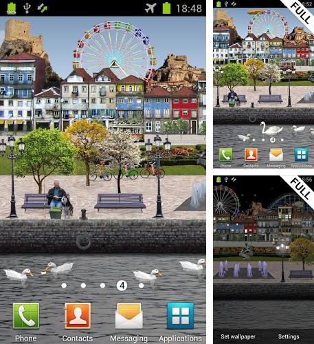 Kostenloses Android-Live Wallpaper Park am Fluß. Vollversion der Android-apk-App River park für Tablets und Telefone.