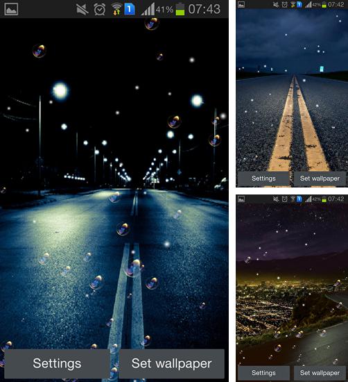 Además de fondo de pantalla animados Noche estrellada para teléfonos y tabletas Android, también puedes descargarte gratis Road night HD.