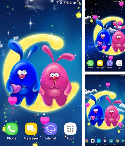 Descarga gratuita fondos de pantalla animados Conejos románticos para Android. Consigue la versión completa de la aplicación apk de Romantic bunnies para tabletas y teléfonos Android.