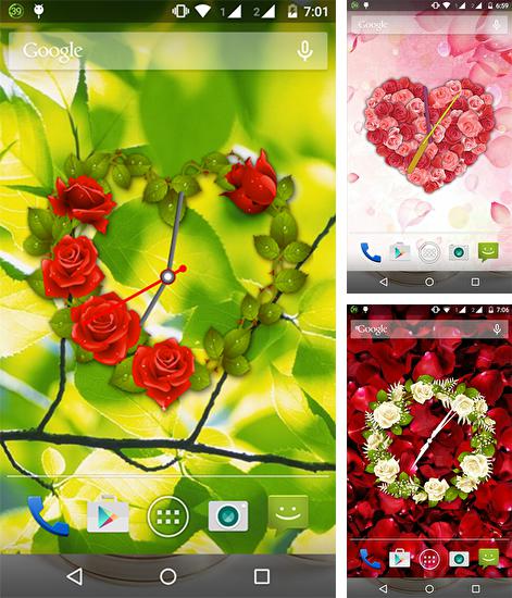 Kostenloses Android-Live Wallpaper Rosenuhr. Vollversion der Android-apk-App Rose clock für Tablets und Telefone.