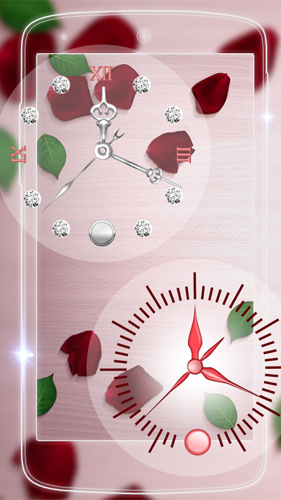 Télécharger le fond d'écran animé gratuit Chrono de roses. Obtenir la version complète app apk Android Rose picture clock by Webelinx Love Story Games pour tablette et téléphone.