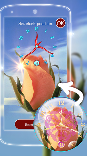 Papeis de parede animados Relógio com Rosas para Android. Papeis de parede animados Rose picture clock by Webelinx Love Story Games para download gratuito.