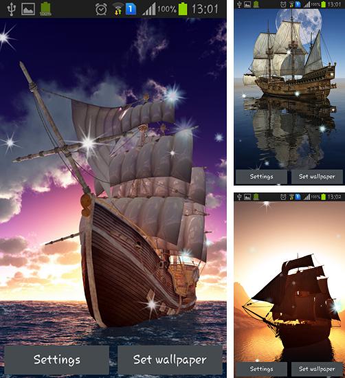 Kostenloses Android-Live Wallpaper Segelschiff. Vollversion der Android-apk-App Sailing ship für Tablets und Telefone.