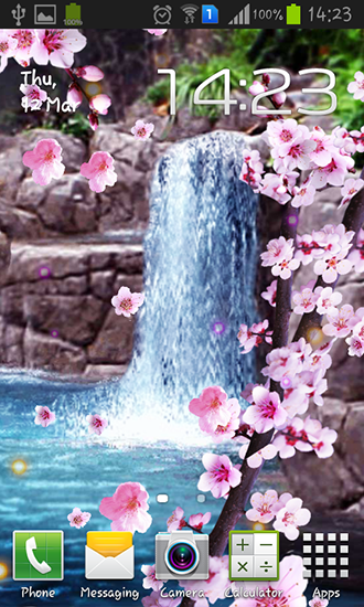 Sakura: Waterfall - безкоштовно скачати живі шпалери на Андроїд телефон або планшет.