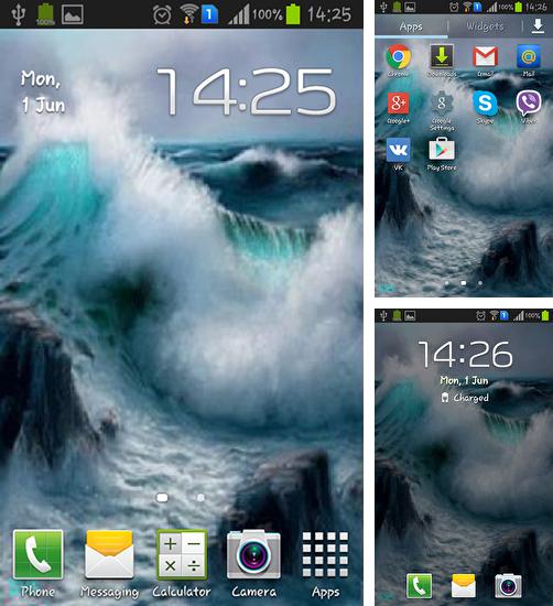 Android 搭載タブレット、携帯電話向けのライブ壁紙 ベタフィッシュ 3D のほかにも、海の波、Sea waves も無料でダウンロードしていただくことができます。