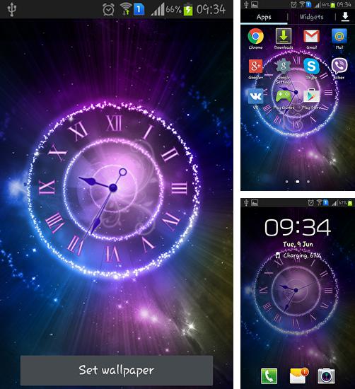 Shining clock - бесплатно скачать живые обои на Андроид телефон или планшет.