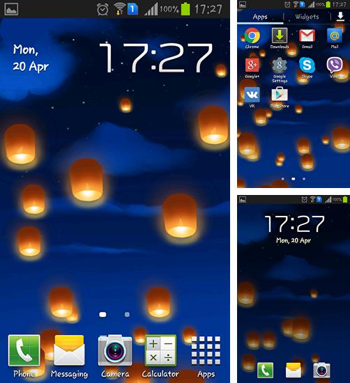 Дополнительно к живым обоям на Андроид телефоны и планшеты Динозавры, вы можете также бесплатно скачать заставку Sky lanterns.