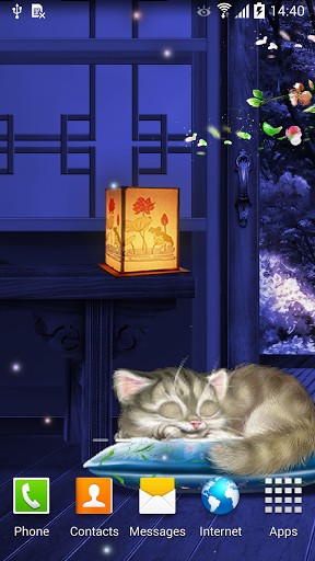 Fondos de pantalla animados a Sleeping kitten para Android. Descarga gratuita fondos de pantalla animados Gatito duerme.