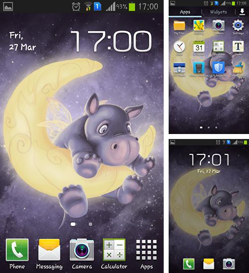 Дополнительно к живым обоям на Андроид телефоны и планшеты Часы square lite, вы можете также бесплатно скачать заставку Sleepy hippo.