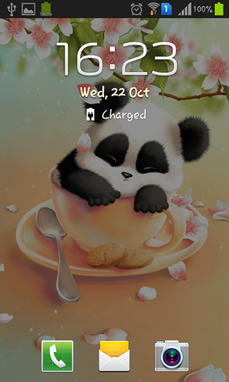 Écrans de Sleepy panda pour tablette et téléphone Android.