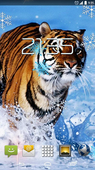 Fondos de pantalla animados a Snow tiger para Android. Descarga gratuita fondos de pantalla animados Tigre de la nieve.