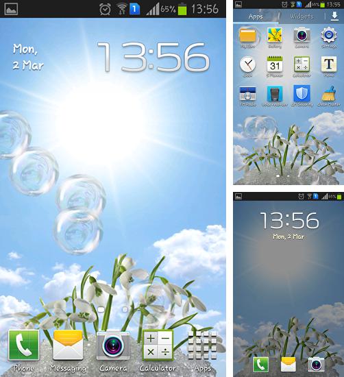 Kostenloses Android-Live Wallpaper Schneeglöckchen. Vollversion der Android-apk-App Snowdrops für Tablets und Telefone.