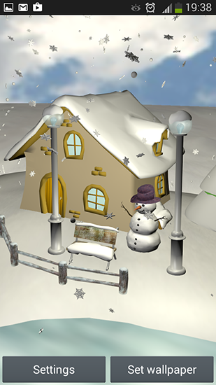 Papeis de parede animados Queda de neve 3D para Android. Papeis de parede animados Snowfall 3D para download gratuito.