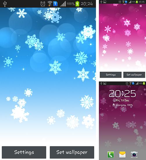 Kostenloses Android-Live Wallpaper Schneeflocke. Vollversion der Android-apk-App Snowflake für Tablets und Telefone.