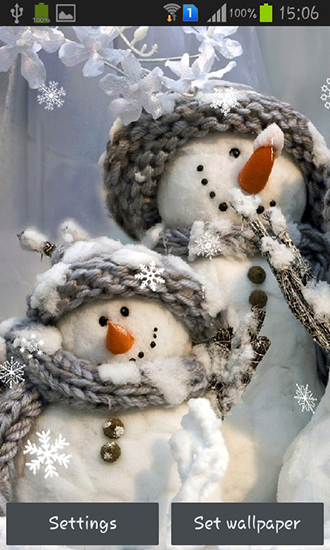 Écrans de Snowman pour tablette et téléphone Android.