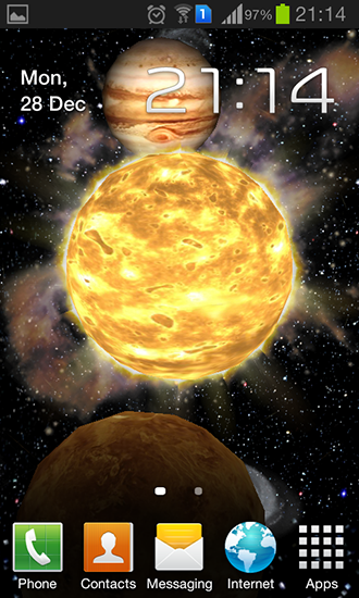 Screenshots do Sistema solar 3D para tablet e celular Android.