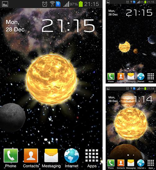 Kostenloses Android-Live Wallpaper Sonnensystem 3D. Vollversion der Android-apk-App Solar system 3D für Tablets und Telefone.