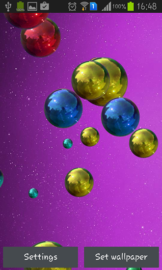 Screenshots of the Space bubbles for Android tablet, phone.