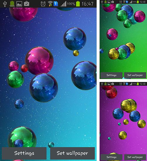 Zusätzlich zum Live Wallpaper Digitale Neonuhr für Android Mobiltelefone und Tablets, können Sie auch Space bubbles, Weltraumblasen kostenlos herunterladen.