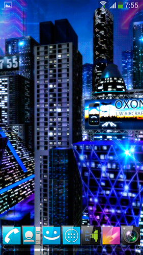 Kostenloses Android-Live Wallpaper Weltall Stadt 3D. Vollversion der Android-apk-App Space city 3D für Tablets und Telefone.