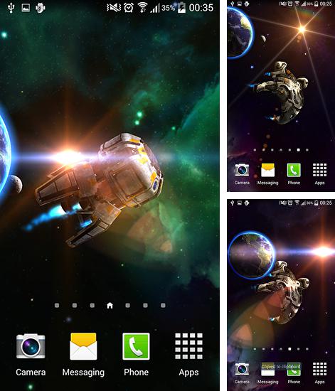 Kostenloses Android-Live Wallpaper Weltraumerforscher 3D. Vollversion der Android-apk-App Space explorer 3D für Tablets und Telefone.