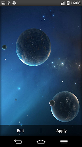 Écrans de Space planets pour tablette et téléphone Android.