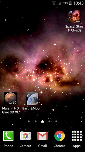 Screenshots of the Space stars and clouds for Android tablet, phone.