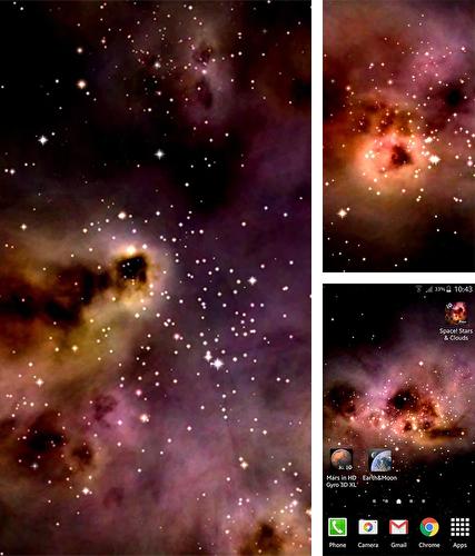 Kostenloses Android-Live Wallpaper Kosmische Sterne und Wolken. Vollversion der Android-apk-App Space stars and clouds für Tablets und Telefone.